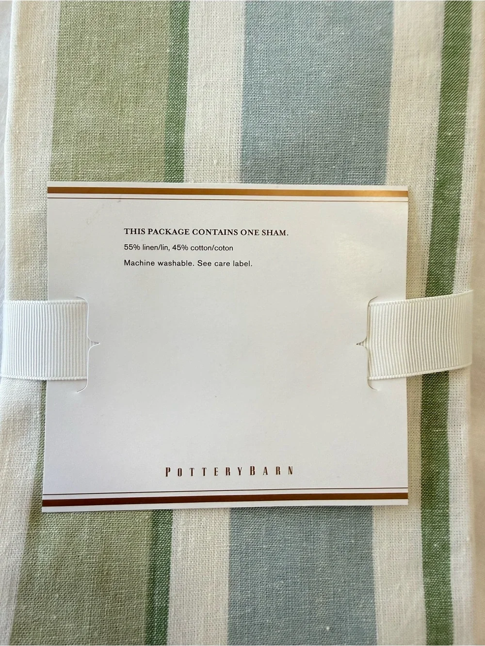 Pottery Barn | Set Of 2 Darien Striped Linen Blend Standard Pillow Shams NWT
